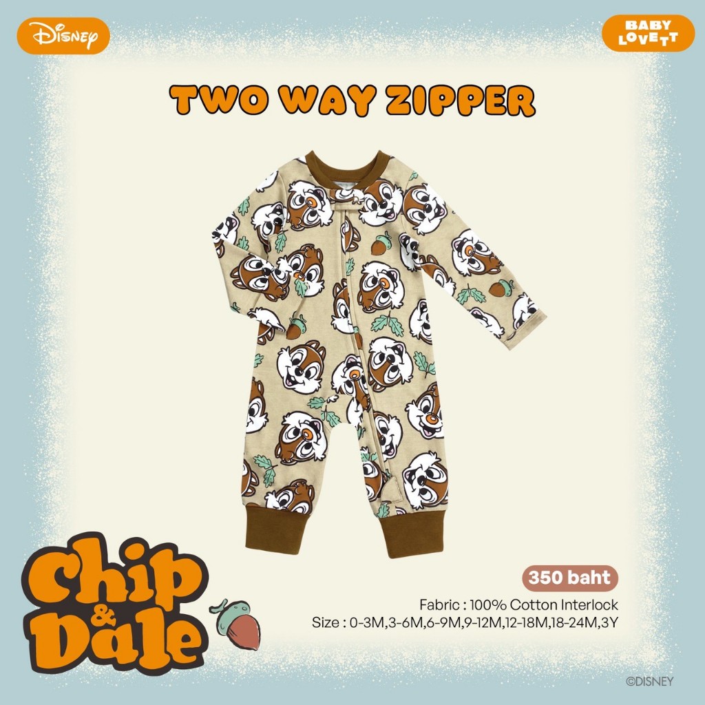 08 Chip & Dale - Two-Way Zipper ชุดนอนเปิดเท้า
