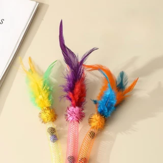 AL-610 ไม้ตกแมว ตาข่ายยาว ขนนก หลายสี มีกระดิ่ง ของเล่นแมว ราคาถูก พร้อมส่ง🍬