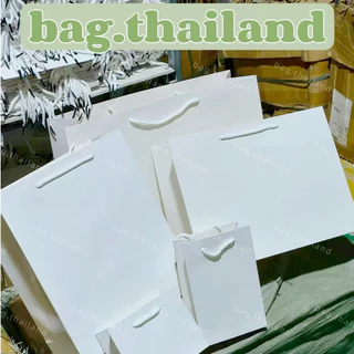 🍒BAG🍒 ถุงกระดาษคราฟ เชือกหูหิ้ว บรรจุภัณฑ์ ใส่เสื้อผ้าถุงช็อปปิ้ง รุ่นแนวนอน สีขาว/ดำ พร้อมส่งในไทย