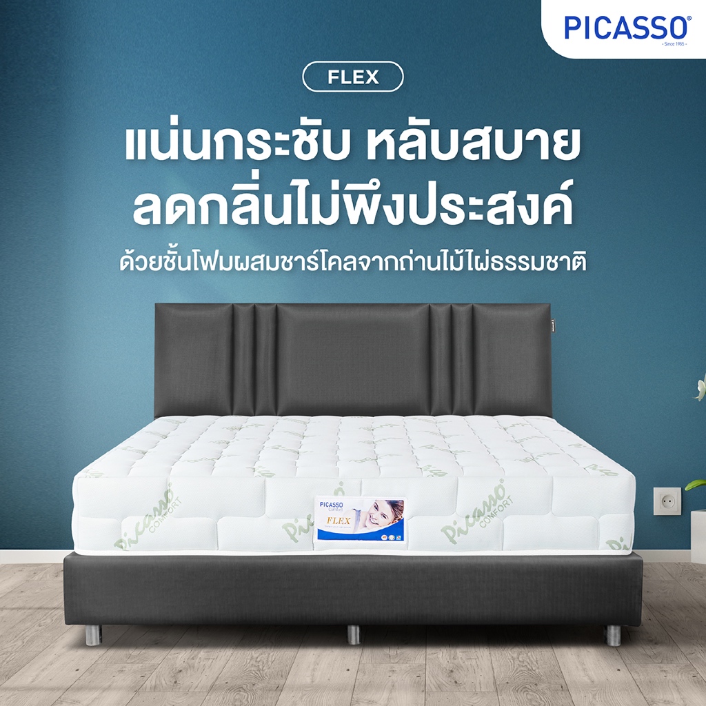 Picasso ที่นอนแน่น รองรับน้ำหนักพิเศษ รุ่น Flex หนา 9 นิ้ว ฟรีหมอนหนุน [รับประกัน 10 ปี]