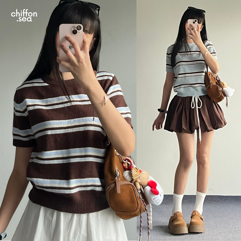 Chiffon.sea | Bam top เสื้อไหมพรมแขนสั้น
