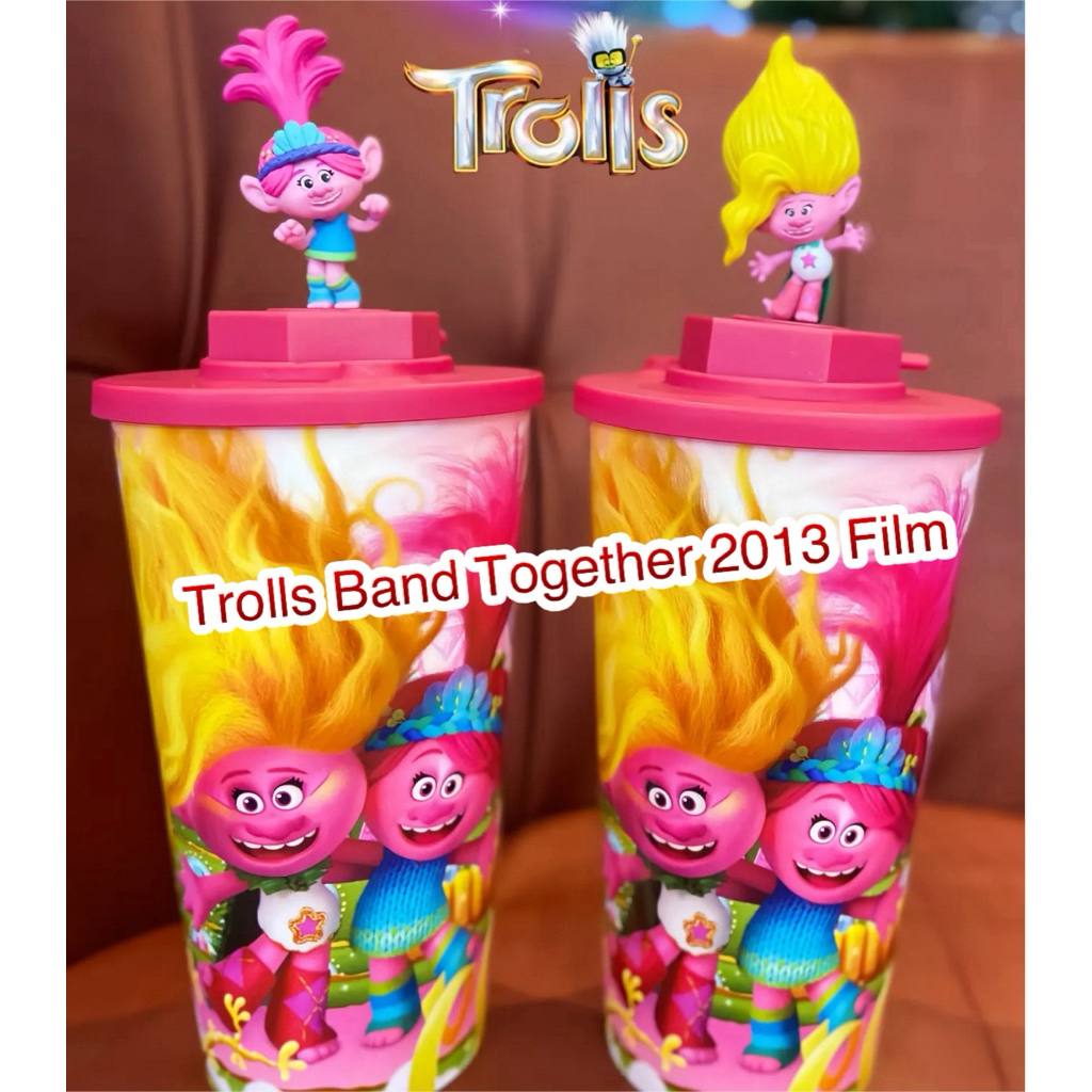 Trolls โทลล์ แก้วน้ำ 32 oz+ท๊อปเปอร์แก้วน้ำโรงหนัง SF ภาพยนตร์ Trolls Band Together Cinema Cup With 