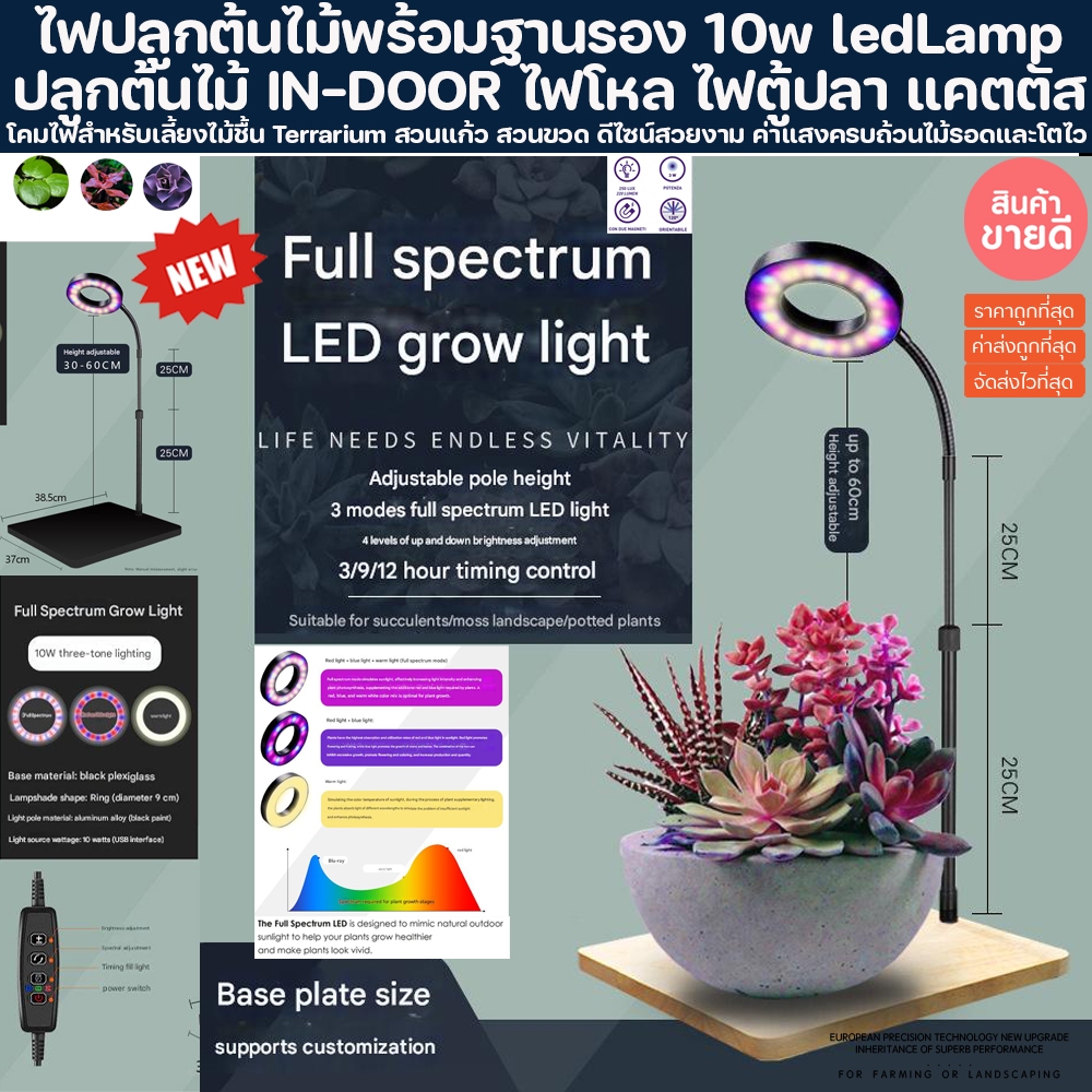 ไฟปลูกต้นไม้ พร้อมฐานรอง ปลูกต้นไม้ IN-DOOR เลี้ยงไม้กึ่งบก Terrarium ตู้ไม้น้ำ โหล ไม้ชื้น สวนขวด สวนแก้ว แคตตัส สวนขวด