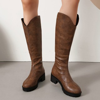 (1039) รองเท้าบูทยาว ไซส์ใหญ่ 34-46 ส้นสูง 4.5 ซม. ดีไซน์เรี…