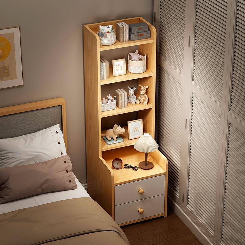 BAIERDI ชั้นวางหนังสือข้างเตียง, ห้องนอน, เรียบง่ายทันสมัย, ตู้เก็บของแบบยกสูง, ตู้เก็บของ, ชั้นวางของหลายชั้น