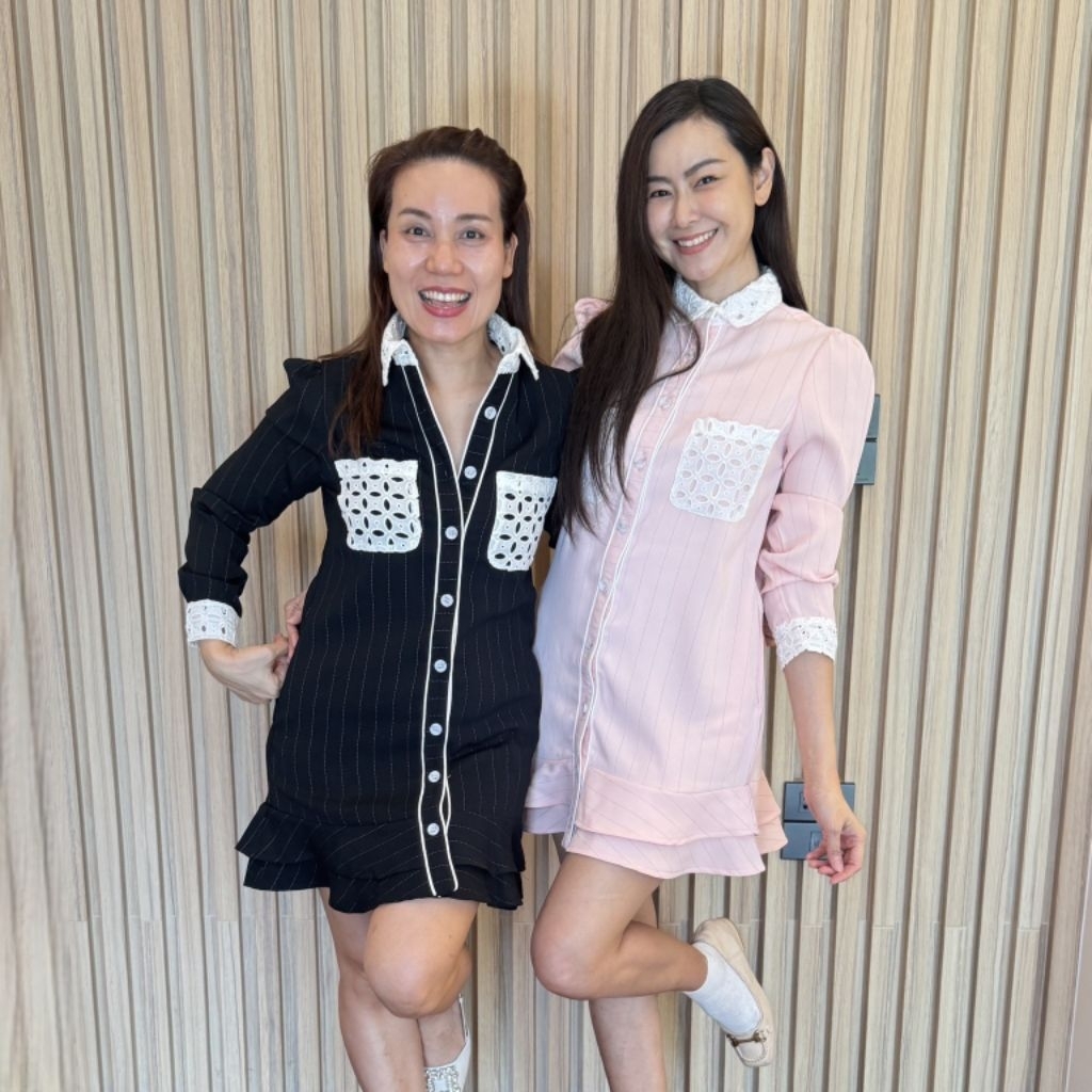 026D เดรส เดรสสั้น เดรสคอปก เดรสทำงาน เดรสเที่ยว เดรสลูกไม้