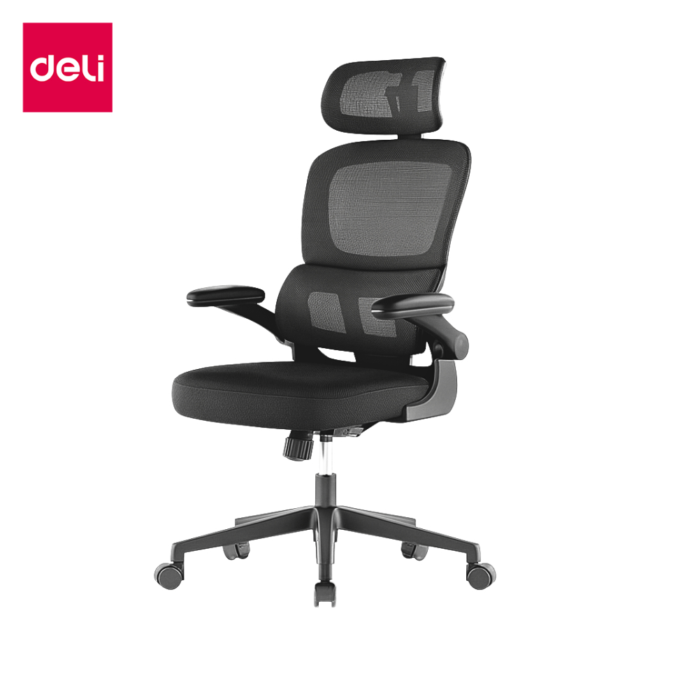 Deli เก้าอี้ทำงาน เก้าอี้ออฟฟิศ พนักพิงศีรษะ เพื่อสุขภาพ หมุนและปรับเอนได้ Ergonomic Office Chair