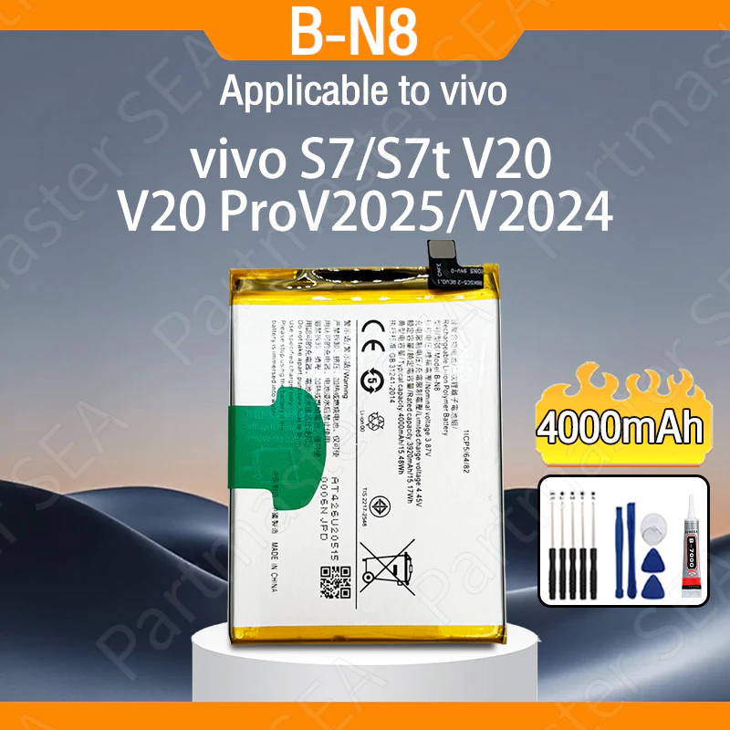 แบตเตอรี่ Vivo V20/V20 Pro/v21e/S7/ S7t/ B-N8 4000mAh แบตคุณภาพสูง มีมอก รับประกัน1ปี แถมชุดไขควง
