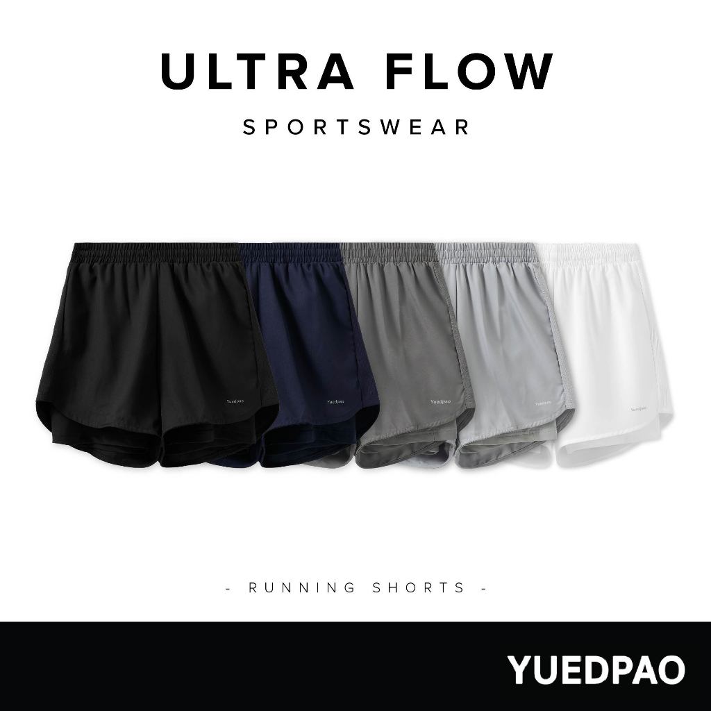 Yuedpao Sportswear กางเกงออกกำลังกายขาสั้น กางเกงวิ่ง 2in1 มีซับใน พร้อมกระเป๋าด้านข้าง Ultra Flow R