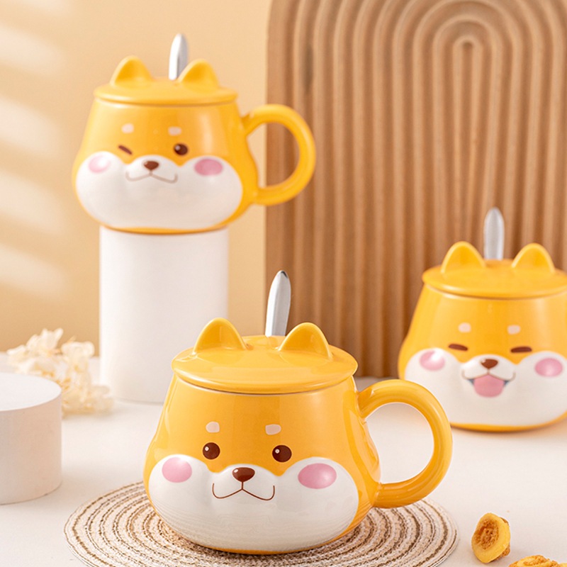 Shiba Mug แก้วมัคเซรามิคสุดมินิมอล แก้วมัคชิบะดีไซน์อบอุ่น แก้วเซรามิคของขวัญผู้หญิง - รูปที่ 3