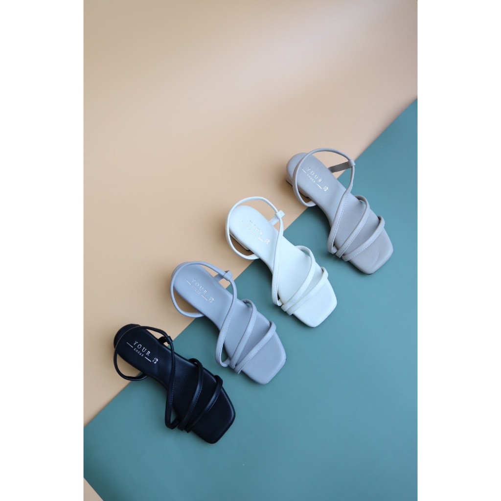 YOURSHOES O72 / รองเท้าส้นสูง 2นิ้ว รองเท้ารัดส้น รองเท้าผู้หญิง