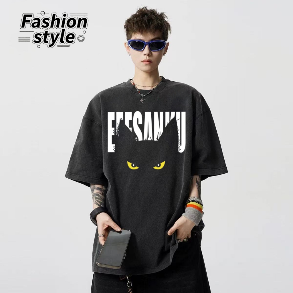 WEARTONE พร้อมส่ง เสื้อยืด oversize【เสื้อยืดผ้าฝ้าย 100%】แฟชั่นฤดูร้อน ไม่หดตัวลาย เสื้อไม่ยับ ลาย "EAESANKU"