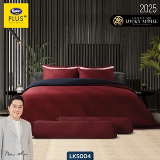 Satin Plus ชุดผ้าปูที่นอน 6 ฟุต 5 ฟุต 5 ชิ้น + ผ้านวม 100"x90" Lucky Me lucky More