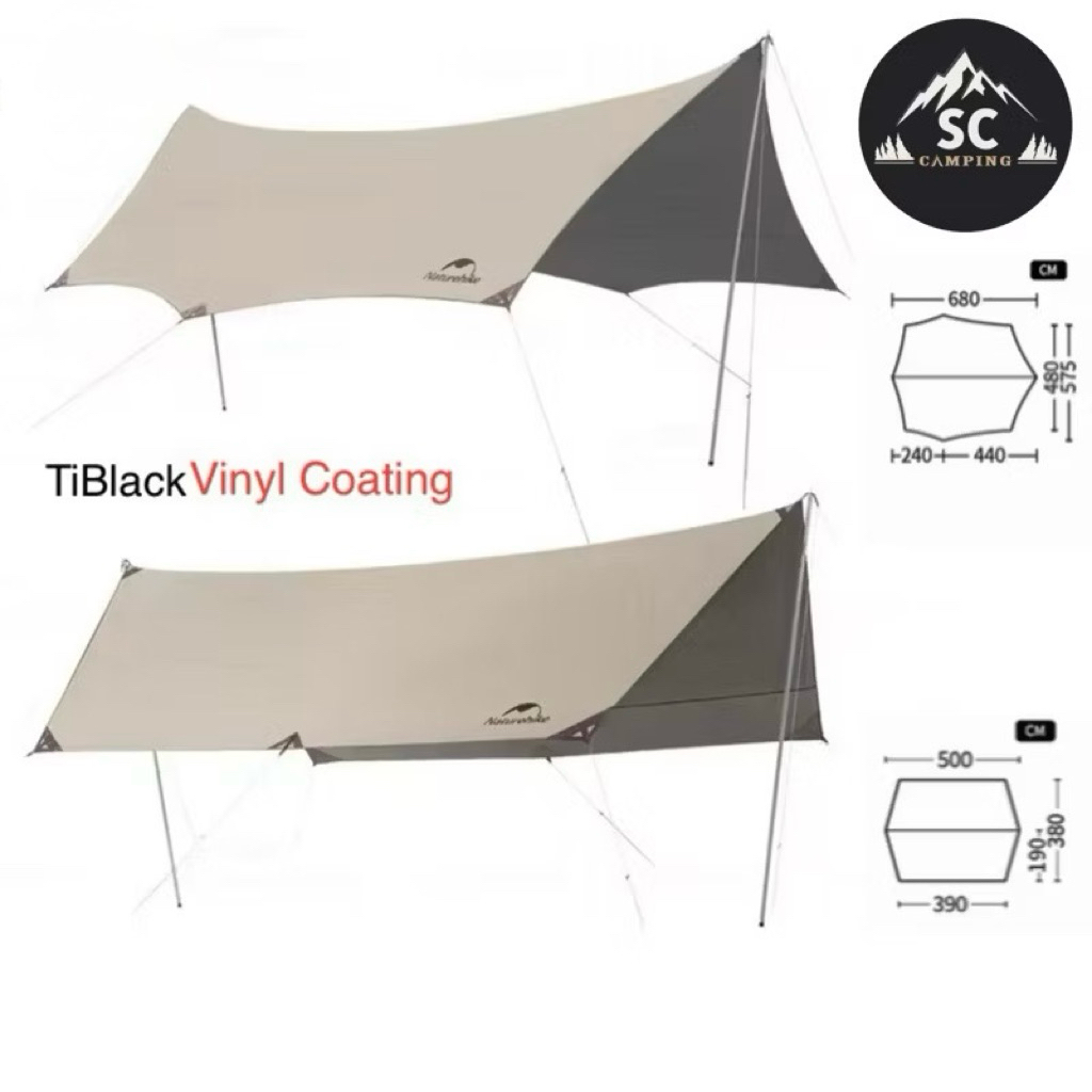 NH Cloud Skies Tarp Titanium Vinyl Canopy รุ่นท๊อป Upgrade เสาอลูมิเนียมลายไม้ ฟรายชีท ทาร์ป