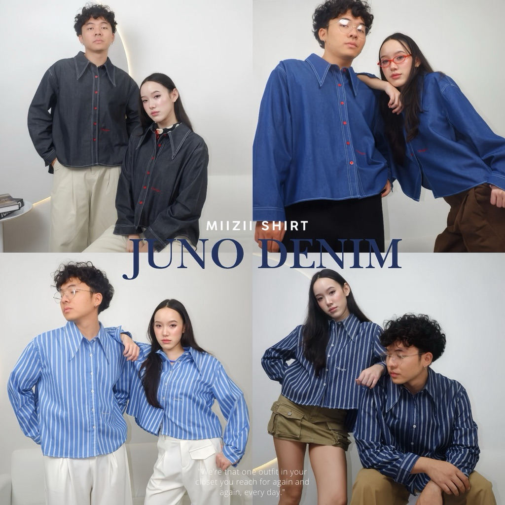 Z010 JUNO DENIM SHIRT จูโน่เดนิม เสื้อเชิ้ตผ้าเดนิม ผ้านิ่ม ใส่สบาย ทรงซิกเนเจอร์ คอปกยาว