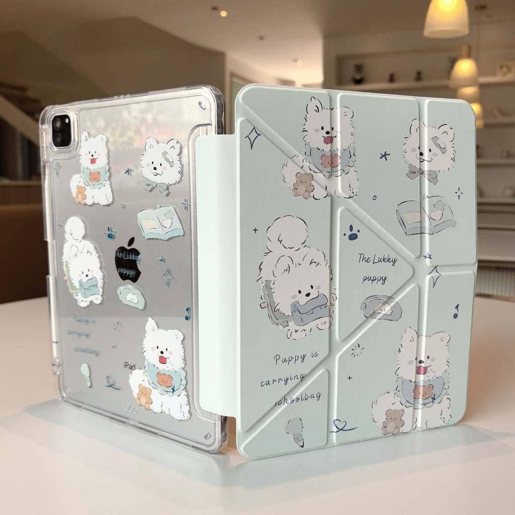 พร้อมส่ง 🌸 เคสไอแพดลายน่ารัก แกน Y-fold หลังใสอะคริลิค เคสไอแพด ใส่ปากกาฝั่งขวา
