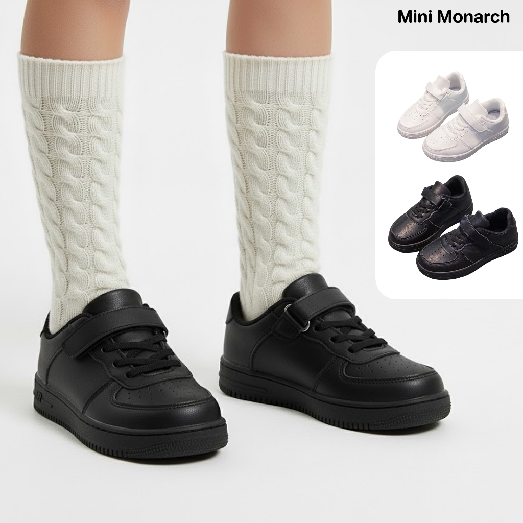 Mini Monarch รองเท้าผ้าใบหนังเด็ก ใส่สบาย นุ่มเบา กันลื่น เหมาะกับทุกกิจกรรม มีหลายสี