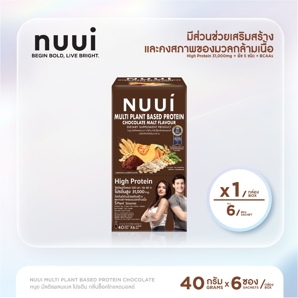 NUUI MULTI PLANT BSED PROTEIN  CHOCOLATE MALT FLAVOUR  DIETARY SUPPLEMENT PRODUCT 1*6