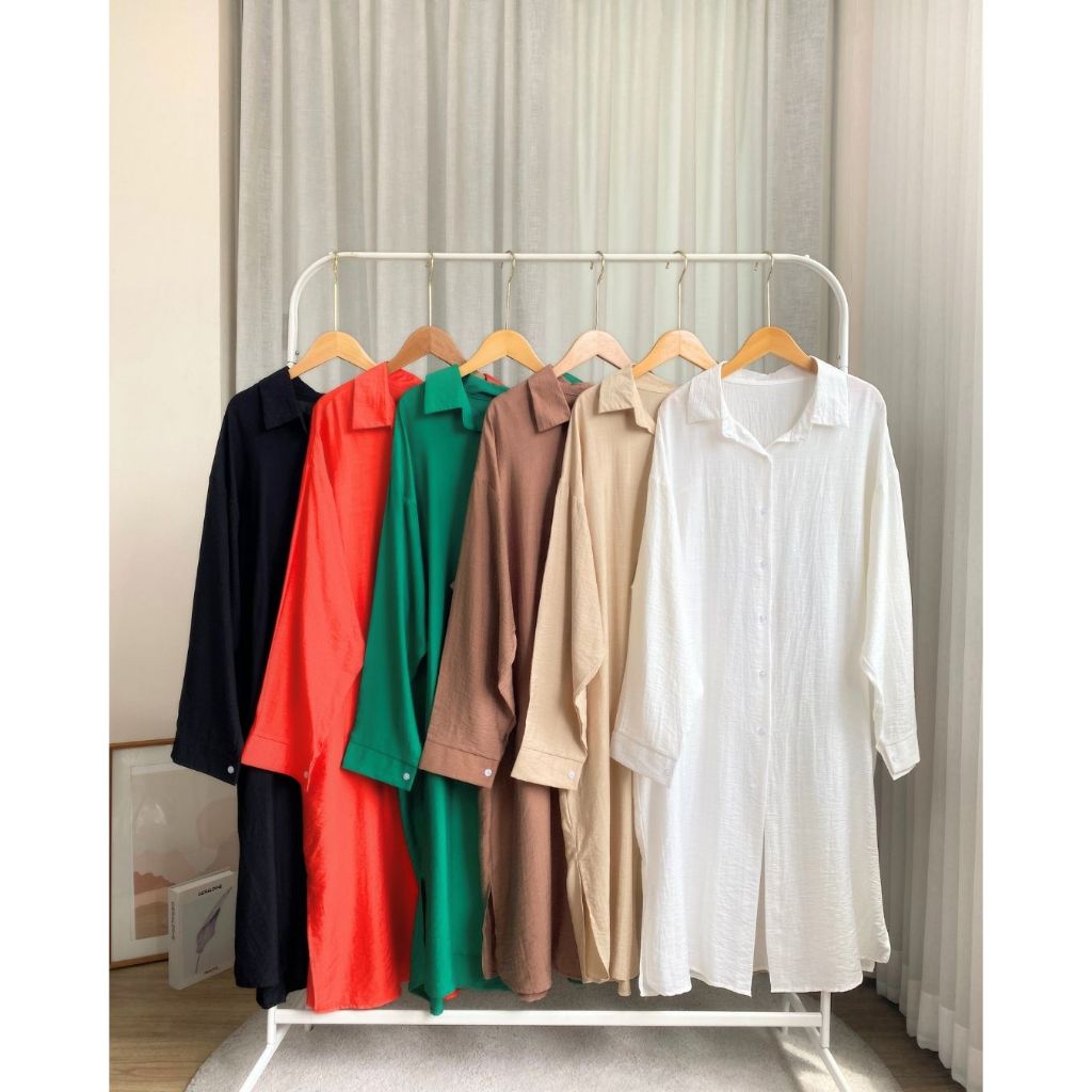 เชิ๊ตตัวยาว อกหน้าผ้า 54″ วงแขนกว้าง ผ้าใส่สบายไม่ร้อน กระดุมเปิดได้ ใส่คลุม หรือใส่ตัวเดียวก็สวย #เสื้อคลุม #เสื้อเชิ๊ต