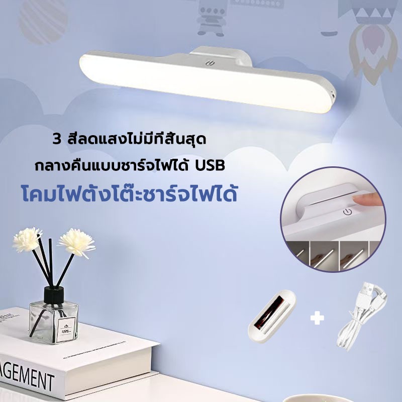 ไฟหอพัก โคมไฟ LED ป้องกันตา Bedside lamp โคมไฟหัวเตียง อัจฉริยะ ไฟอ่านหนังสือในหอพัก