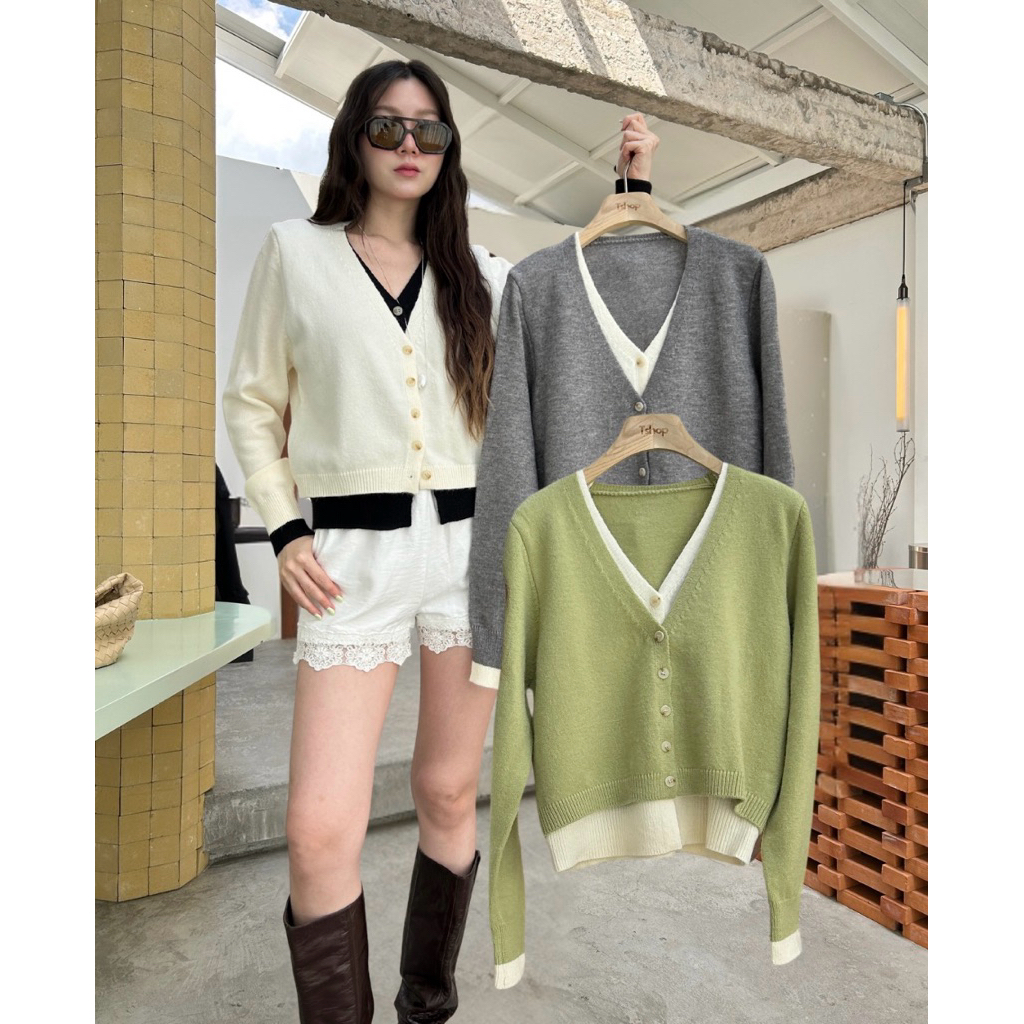 tshop เสื้อ V cardigan