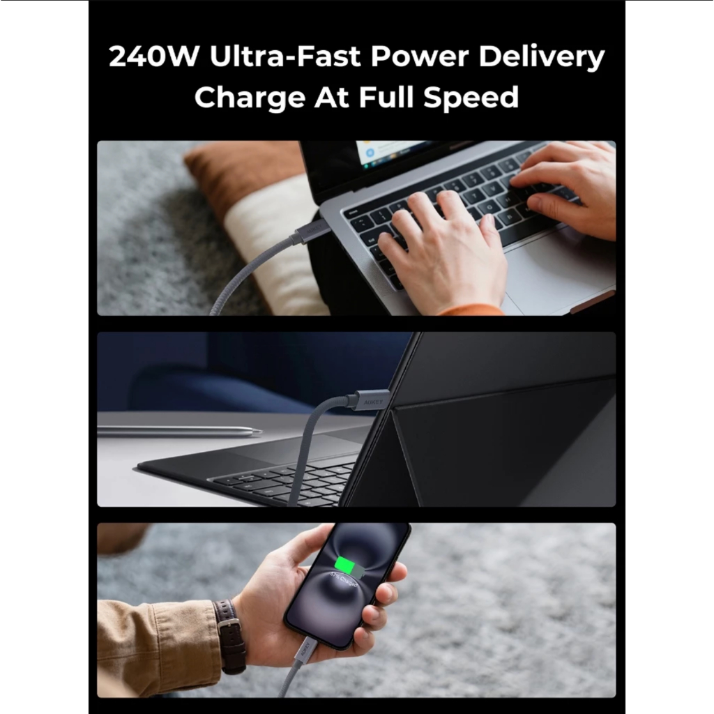 AUKEY สายชาร์จเร็ว USB-C to USB-C 240W PD 3.1 รองรับ รูปที่ 4