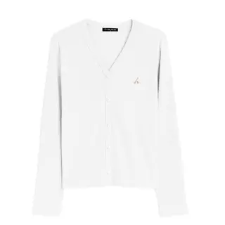 haas เสื้อคลุมแขนยาว คาดิแกน เสื้อกันหนาว ผู้หญิง ปัก "h" (V-Neck Ribbed Knit Cardigan) รหัส HBSK5369
