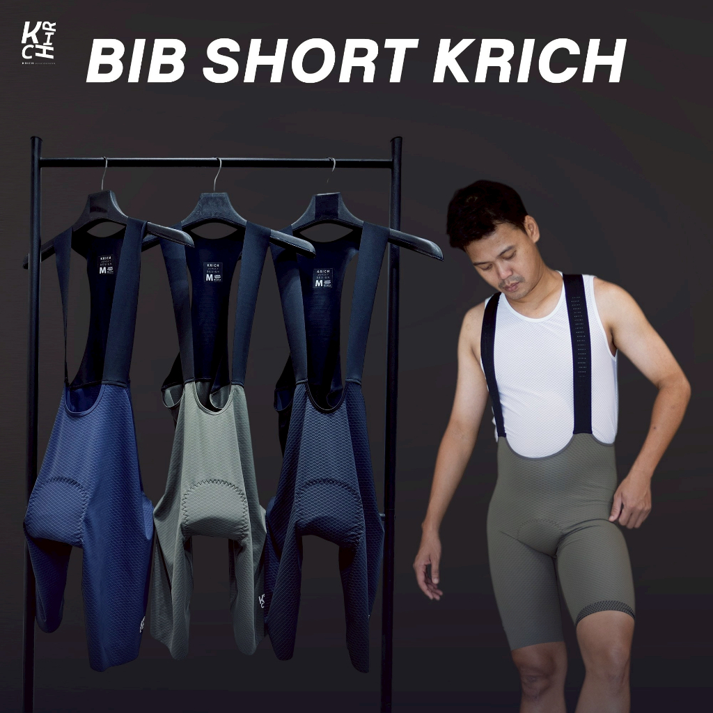 Bib shorts Krich 2025  สีใหม่ ผ้าชิ้นเดียวไร้รอยต่อทั้งตัว สวมใส่สบาย Pad แยกสำหรับผู้ชายและผู้หญิง