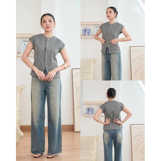 BELUNE TOP (เฉพาะเสื้อ) (2ลาย12สี) เสื้อแขนล้ำคอกลมผ้าทวิตเนื้อนุ่มสวยหรูทุก ดีเทลกระเป๋าหน้าเก็บเนี้ยบ ซับในทั้งตัว