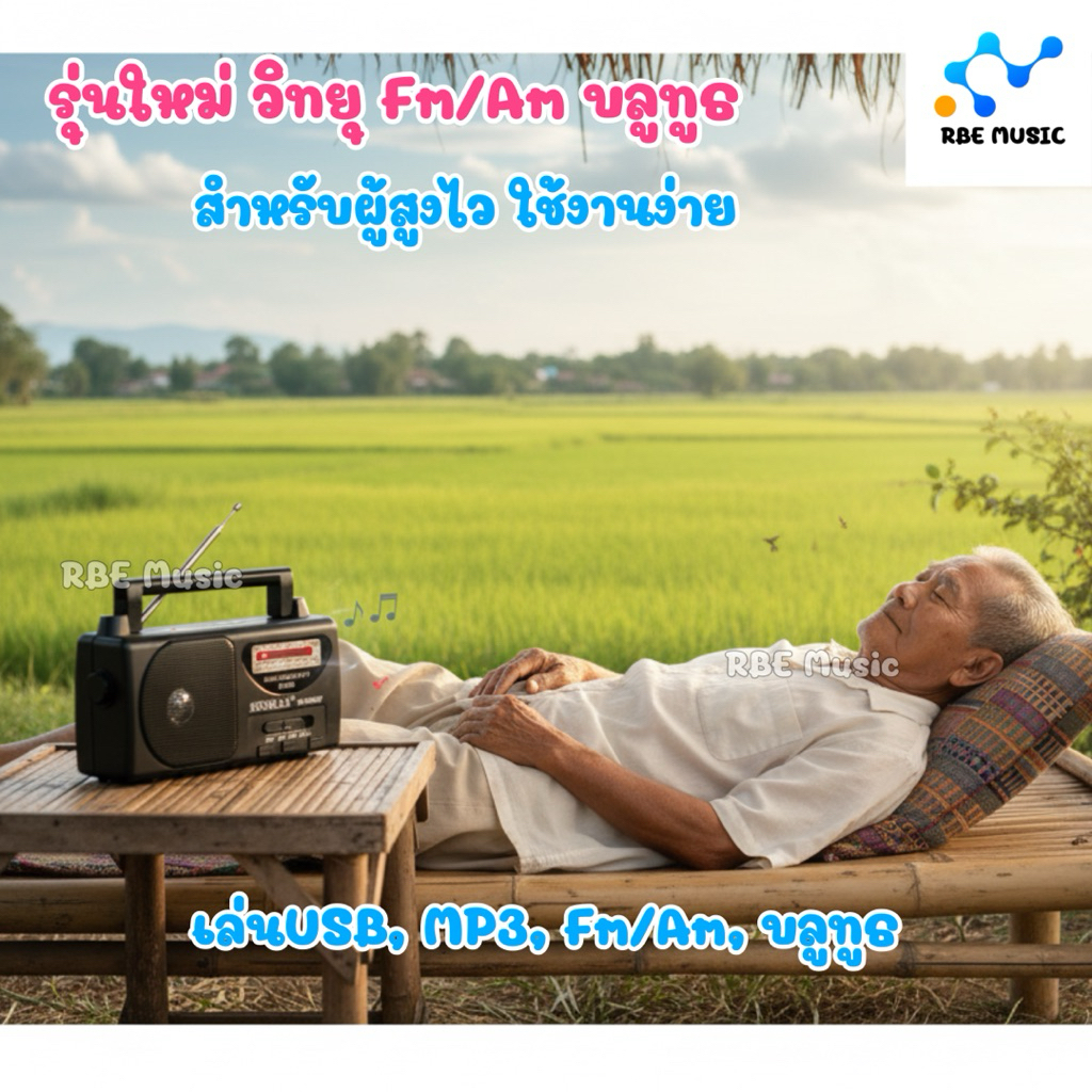 วิทยุ FM/AM แบบพกพา SONIKAS รุ่นSK-0083T เชื่อมต่อบลูทูธ/usb/tfcard/MP3 สำหรับคนแก่สูงวัย ของขวัญgift มีเสาอากาศธานินทร์