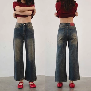 CHUUCHOP - (XS-4XL) Bonnie Jeans กางเกงยีนส์ทรงกระบอกกลาง(C8400)
