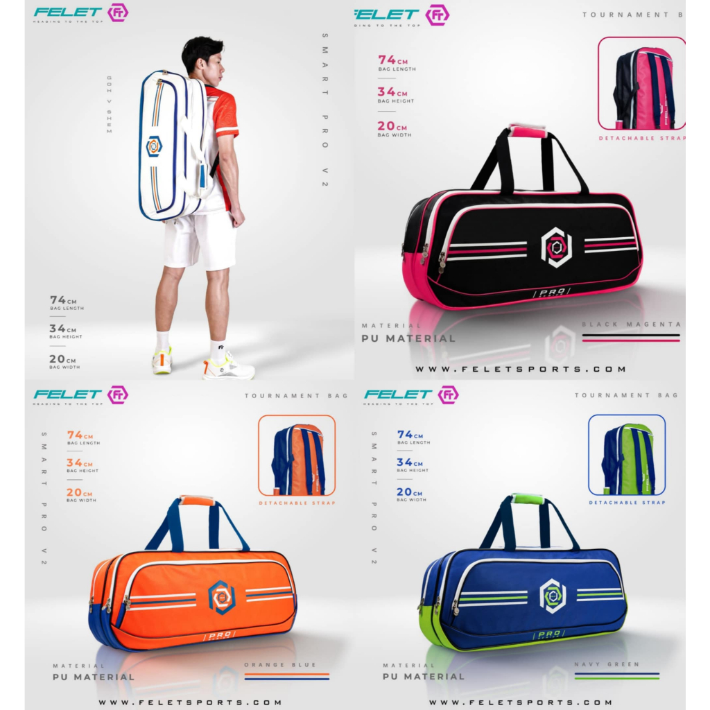 กระเป๋าแบดมินตัน FELET SMART PRO V2 TOURNAMENT BAG (สินค้าลิขสิทธิ์แท้ 100%) ที่เก็บรองเท้าอิสระ