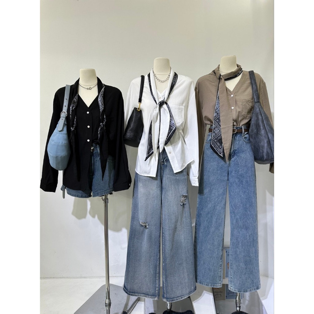 M1970 เสื้อเชิ้ต สไตล์มินิมอล เพิ่มดีเทลผูกผ้าพันคอเท่ๆ ใส่ง่าย แมทช์ได้หลายลุค