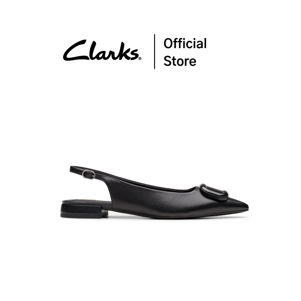Clarks รุ่น SENSA15 TRIM สี BLACK LEATHER รองเท้าคัชชูรัดส้น ไซส์เล็ก 35.5 หนังแท้ รองเท้าส้นเตี้ย คุณภาพดี ใส่สบาย