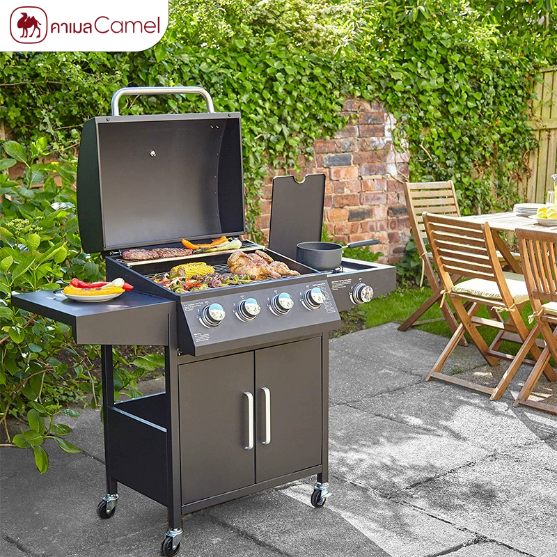 CAMEL BBQ เตาแก๊สปิ้งย่าง4 หัว หัวข้าง ใช้ได้ทั้ง ปิ้ง ต้ม อบ เซียร์ ขนาดใหญ่ สำหรับ Garden Outdoor