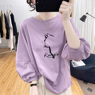 เสื้อยืดแขนยาวทรงหลวมสไตล์เกาหลี Oversize เสื้อผ้าสาวอวบไซส์ใหญ่น่ารักๆ เสื้อแขนบอลลูนแฟชั่นสวยๆผู้หญิงฤดูร้อนใหม่