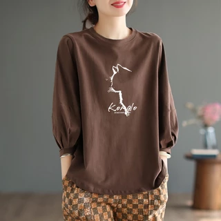 เสื้อยืดแขนยาวทรงหลวมสไตล์เกาหลี Oversize เสื้อผ้าสาวอวบไซส์ใหญ่น่ารักๆ เสื้อแขนบอลลูนแฟชั่นสวยๆผู้หญิงฤดูร้อนใหม่