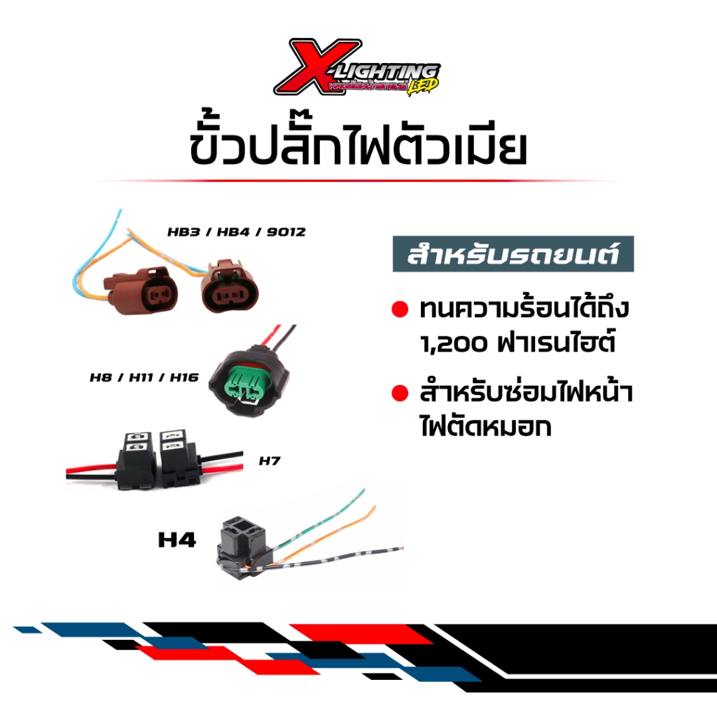 ปลั๊กอะแดปเตอร์ ปลั๊กสายไฟหน้า LED รถยนต์ H4 H9 H11 H8 H16 HB3 HB4 HIR2 (ตัวเมีย)