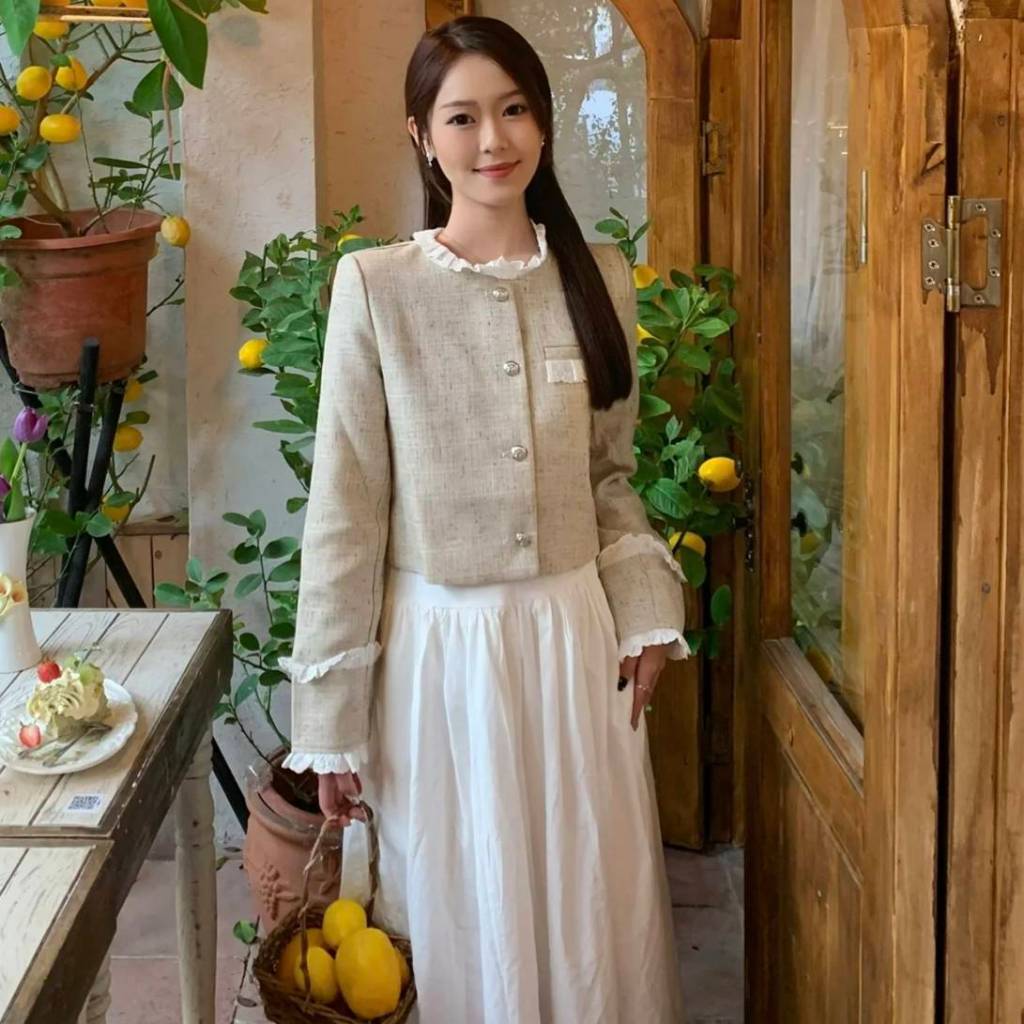 GAVANA 🌳 soft grace blazer สี cream size freesize  🔴 มือ2ไม่มีตำหนิ