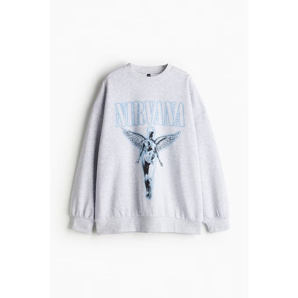 H&M เสื้อสเวตเตอร์พิมพ์ลายแบบโอเวอร์ไซส์ ผู้หญิง (NIRVANA)