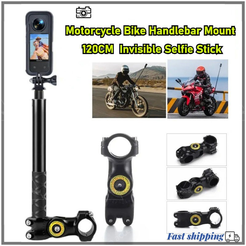 รถจักรยานยนต์จักรยานHandlebar Mountที่มองไม่เห็นSelfie Stickสําหรับ Action 5 Pro/Insta360 X5/Goproกล้อง