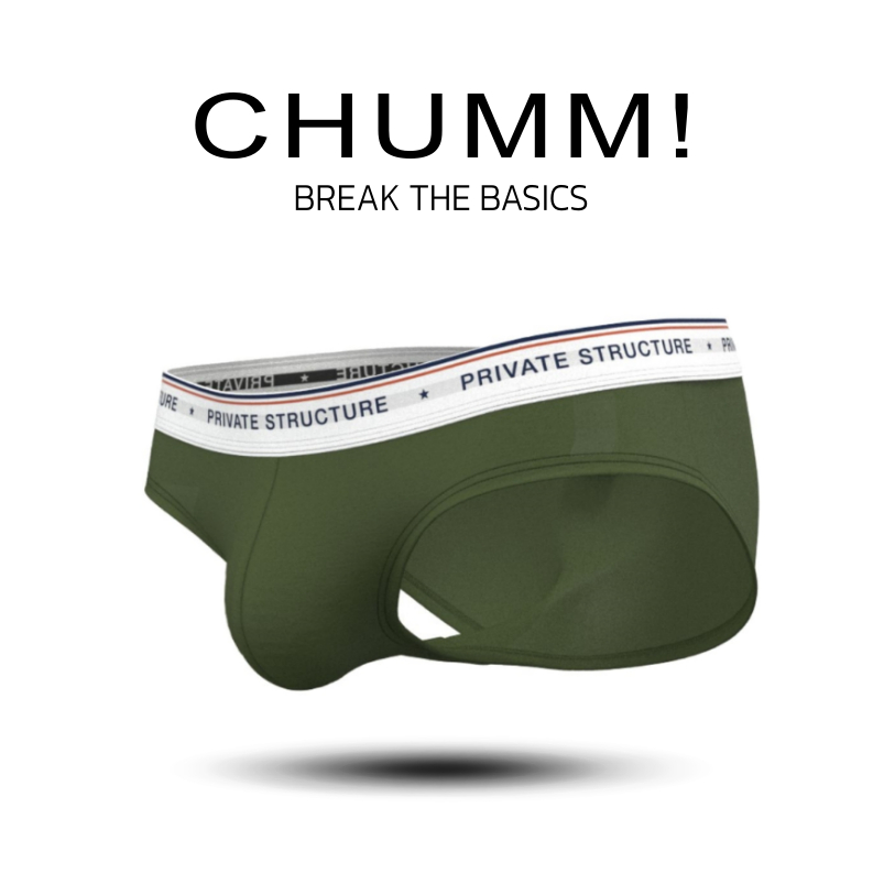 Private Structure กางเกงชั้นในชาย รุ่น  CHUMM! Mid Waist Brief - Tactical Green [4630]