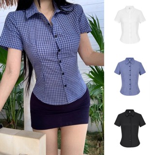 Beryl เสื้อแฟชั่นผู้หญิง เสื้อเซ็กซี่แซ่บๆ แขนสั้น เปิดปุ่ม …