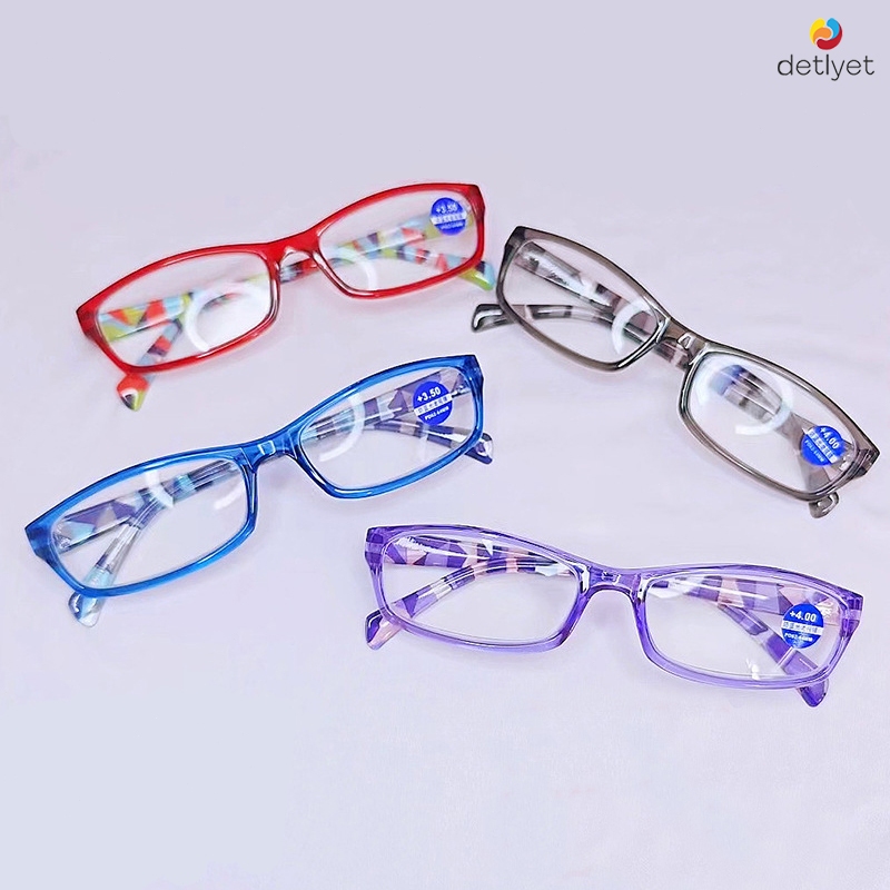 COD🌷แว่นตาอ่านหนังสือป้องกันแสงสีฟ้ากรอบเหลี่ยมขนาดเล็กความละเอียดสูงเบาพิเศษแว่นสายตายาว-detlyet