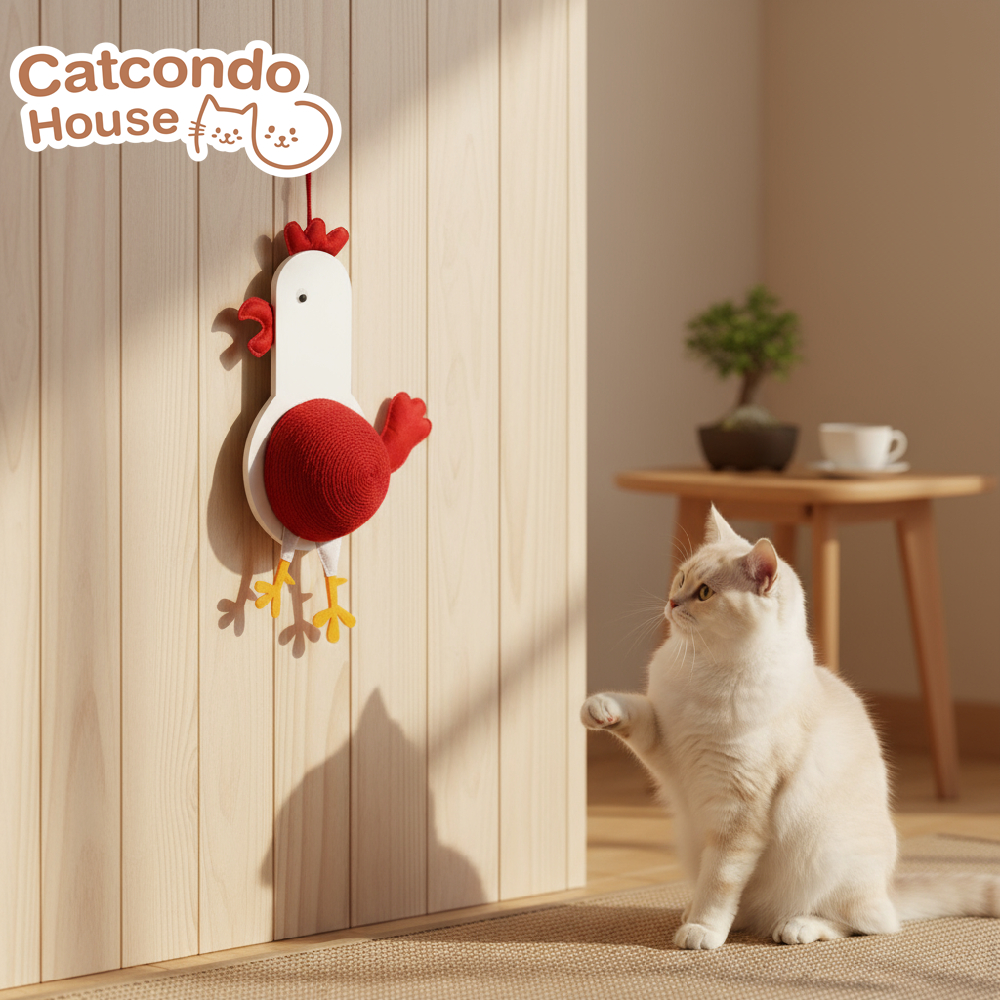 Cathouse กระดานลับเล็บแบบแขวน(เป็ด) เหลือง ไก่แดง ที่ลับเล็บแมวติดผนัง ลายไก่ ของเล่นแมว แข็งแรง ทนทาน ขนาด 50x22x10 ซม.