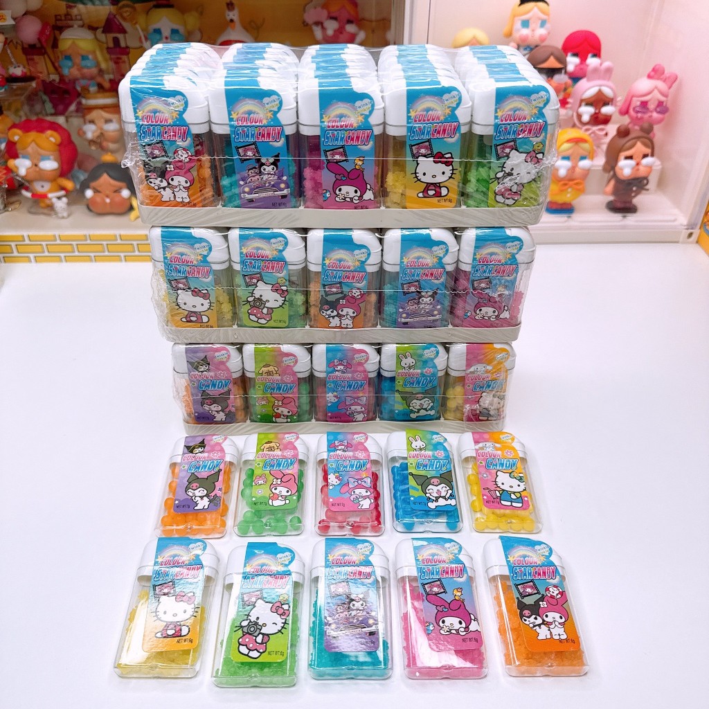 ลูกอมตลับแบบเกล็ด เเละ ลูกอมตลับแบบกลม ซาริโอ้ 1 กล่อง 30 ชิ้น