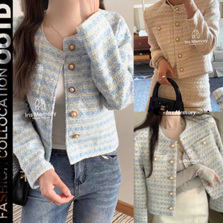 พร้อมส่ง  เสื้อคลุมทวีตแขนยาวใส่ออกงาน เสื้อทวีตสีหวานให้ลุค…