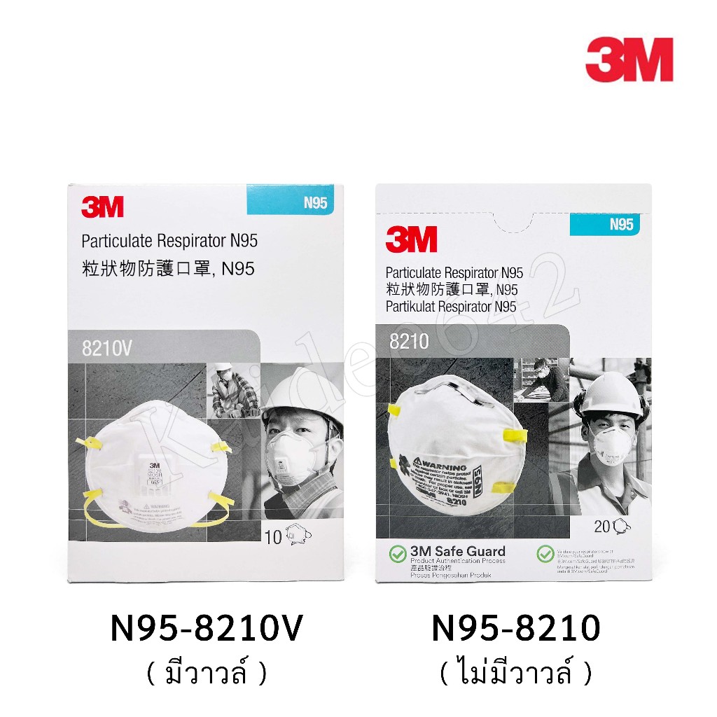 3Mหน้ากากป้องกันฝุ่นN95 ฝุ่นละออง ฝุ่นโลหะ รุ่น 8210,8210V (1 ชิ้น)