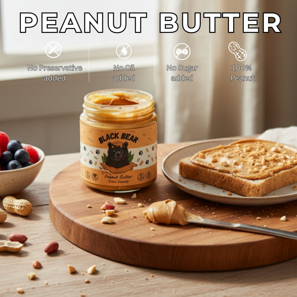 เนยถั่วลิสงคลีน 100% Black Bear Super Smooth 200g คีโต ไม่ใส่น้ำตาล โปรตีนสูง Peanut Butter