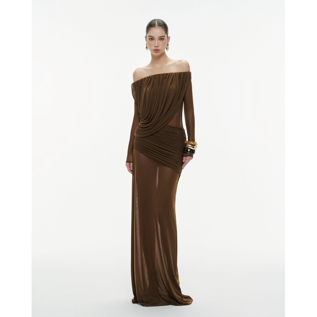 Mollynista - Draped Mesh Dress แบรนด์แท้